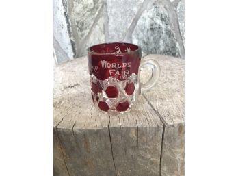 Antique Ruby Flash Glass Cup ~ World’s Fair 1893 ~