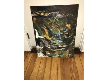 Vintage Unframed Abstract Oil Painting