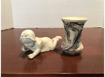 Crawling Baby & Small Swirl Vase