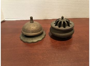 India Metal Bell & Footed Burner W/ Lid
