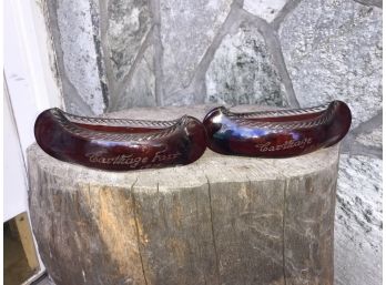 2 Antique Ruby Flash Glass Canoe’s ~ 1912 ~