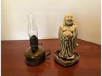 Budha & Small Antique Oil Lamp