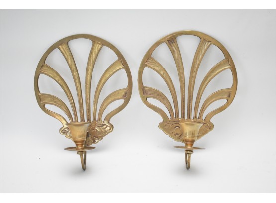 Pair Of Solid Brass Candle Sconces