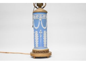 Vintage Wedgwood Embossed Jasperware Blue Table Lamp