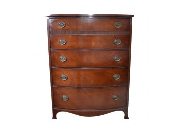 Antique Mahogany Bow Front Bedroom Chest Of 5 Drawers, Grand Rapids Chair Co.