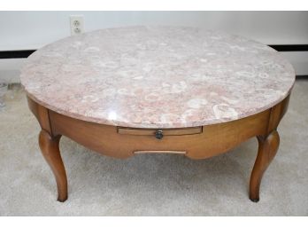 Vintage Wild Rose Marble Coffee Table 36'