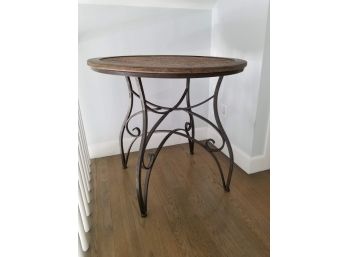 Wrought Iron And Wood Occasional Table