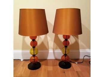 Pair Modern Blown Glass Lamps