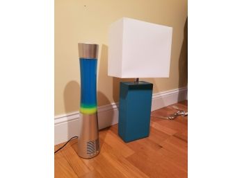 Sharper Image Lava Lamp, And Decorative Leather Based Lamp