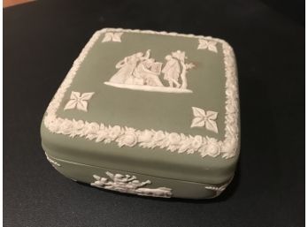 Vintage Wedgewood Green Jasperware Jewelry Box