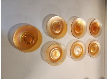 Marigold Carnival Glass Saucers