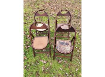 4 Vintage Wooden Folding Chairs