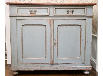 Vintage Swedish Carved And Painted Rococo Style Distressed Cabinet