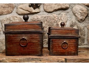 Set Of 2 Vintage Decorative Tin Boxes