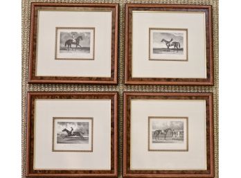 Four Antique Framed Etchings And Engravings Of Race Horse Winners