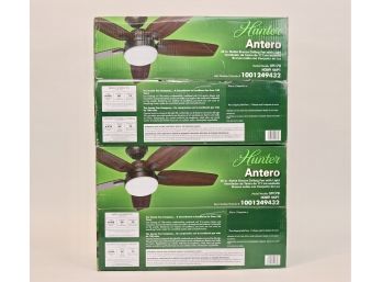 Set Of 2 Hunter Antero Noble Bronze Indoor Ceiling Fans With Light (Value $200)