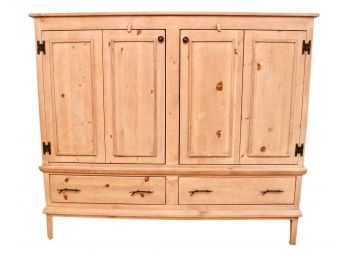 Pine Storage Cabinet With Swivel TV Stand