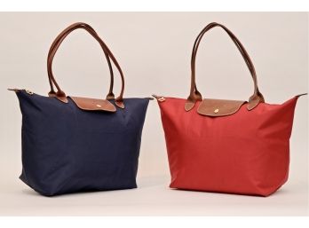 Set Of 2 Longchamp Le Pliage Medium Nylon Tote Bags Value $300