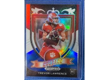 2021 Panini Prizm Draft Picks Trevor Lawrence Red White  Blue Prizm Crusade Card #161