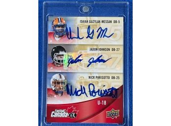 2013 Upper Deck Triple Auto Isaiah Messan Jadon Johnson  Nick Parisotto Autographed Card #c-16