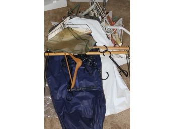 Collection Of Hangers And Garment Bags Etc