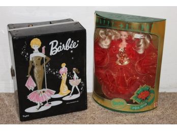 Barbie Collection Including Vintage Barbie Case And Special Edition Holiday Barbie In Box
