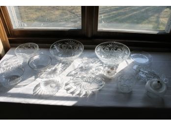 Collection Of Cut Glass, Crystal Serving Bowls, Dishes, Etc.