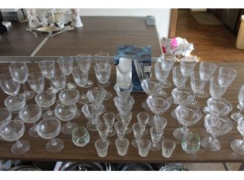 Large Collection Of Glassware Including Crystal And Ice Cream Sundae Dishes
