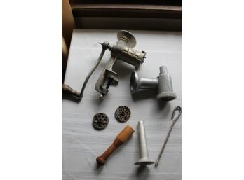 Vintage No. 323 Universal Meat Chopper With Accessories