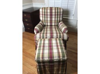 Plaid Upholstered Chair And Ottoman