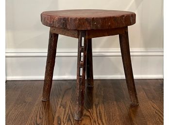 Vintage Rustic Wooden Stool Or Side Table