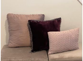 Beaded Decorative Throw Pillows- Set Of 3