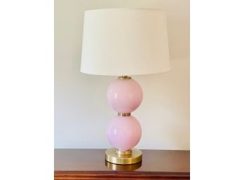 Pink Dual Orb Table Lamp With Fabric Shade