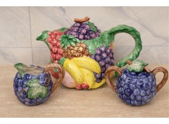 Fitz & Floyd Ceramic Fruit Form Tea Set