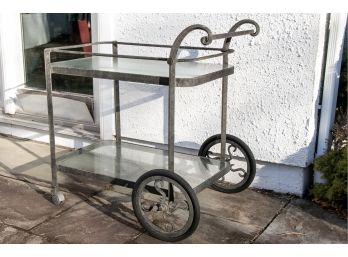 Landgrave Provence Outdoor Cast Metal 2 Tier Tempered Glass Top Cart Purchased At Treasure Island For $699.99