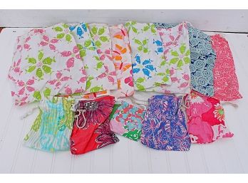 Group Of Lilly Pulitzer Cotton Drawstring Bags