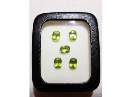 Five 6x8mm Cushion Cut Peridot Loose Gemstones