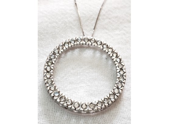 New 10k White Gold Diamond Pendant Necklace