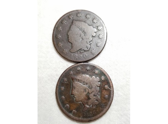Two Large Cents 1820 And 1836