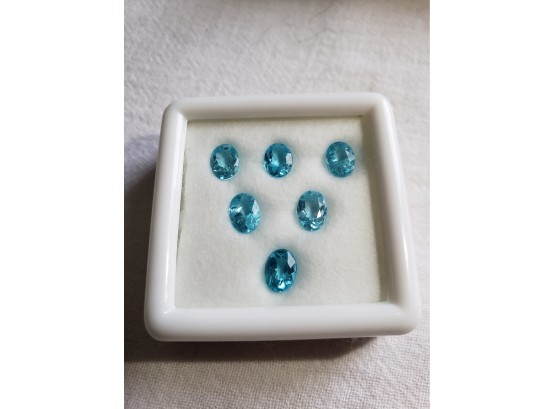 Six 7 X 5 Mm Blue Apatite Loose Gemstones