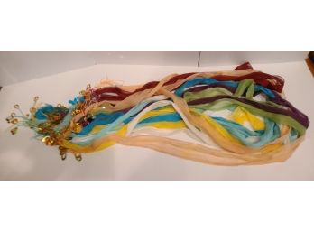 Beautiful Thinly Veiled Gypsy-Like Multi Colored Scarves With Shimmering Beads,