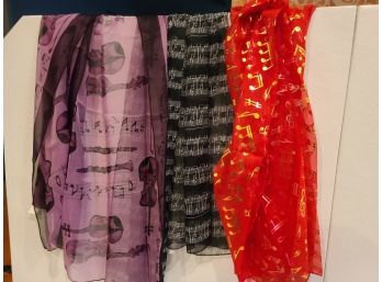 Set Of 3 Music Themed Scarves