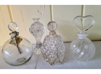 Four Vintage Crystal Perfume Bottles