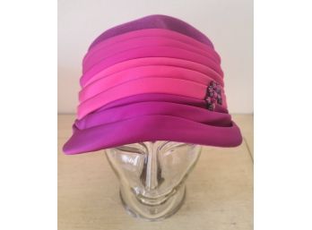 Vintage Two Tone Hot Pink Ladies Hat With Rhinestones