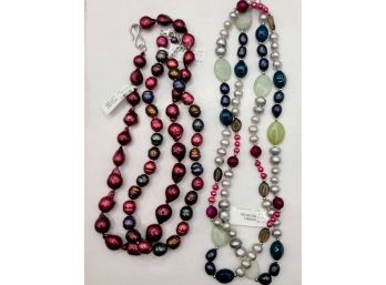 Bordeaux Baroque Pearl Necklace Paired With Green Stone? And Pearl Necklace