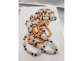 Colored Pearl Necklace Paired With White Stone? Necklace With Black Beads