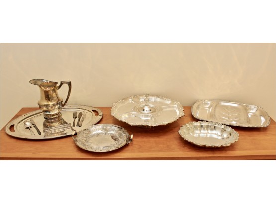 Silverplate Platters, Pitcher And More