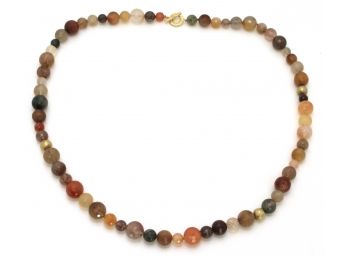 Signed Multi-Colored Faceted Beaded Necklace