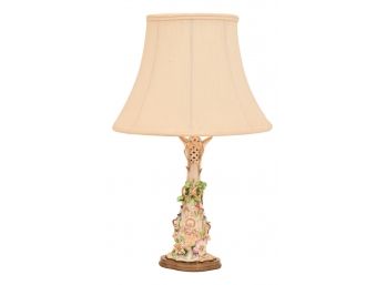 Capodimonte Style Table Lamp With Porcelain And Brass Base