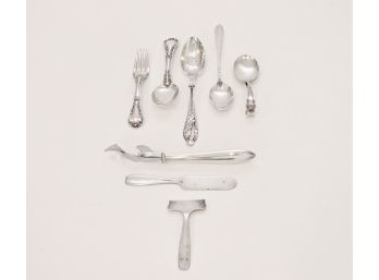 Variety Of 8 Sterling Silver Utensils Including Tiffany & Co. Child's Pea Pusher 7.445 Ozt.